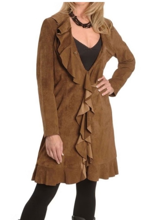 Scully Long Ruffle Western Coat 100% Leather